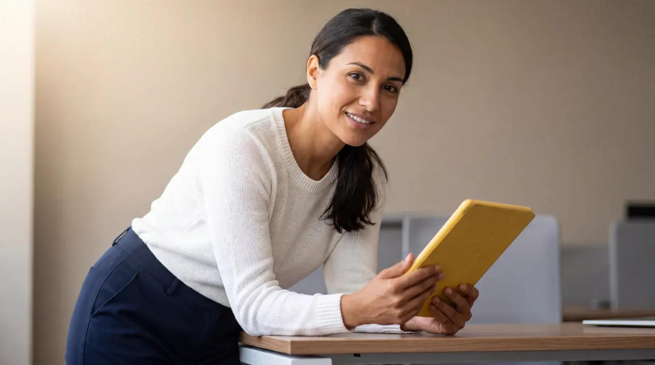 SDW_2026_Content_woman-holding-tablet-office-desk_beige